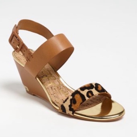 Sam Edelman Shoes - SAM EDELMAN Sutton Leopard Tan Wedges SZ 9.5